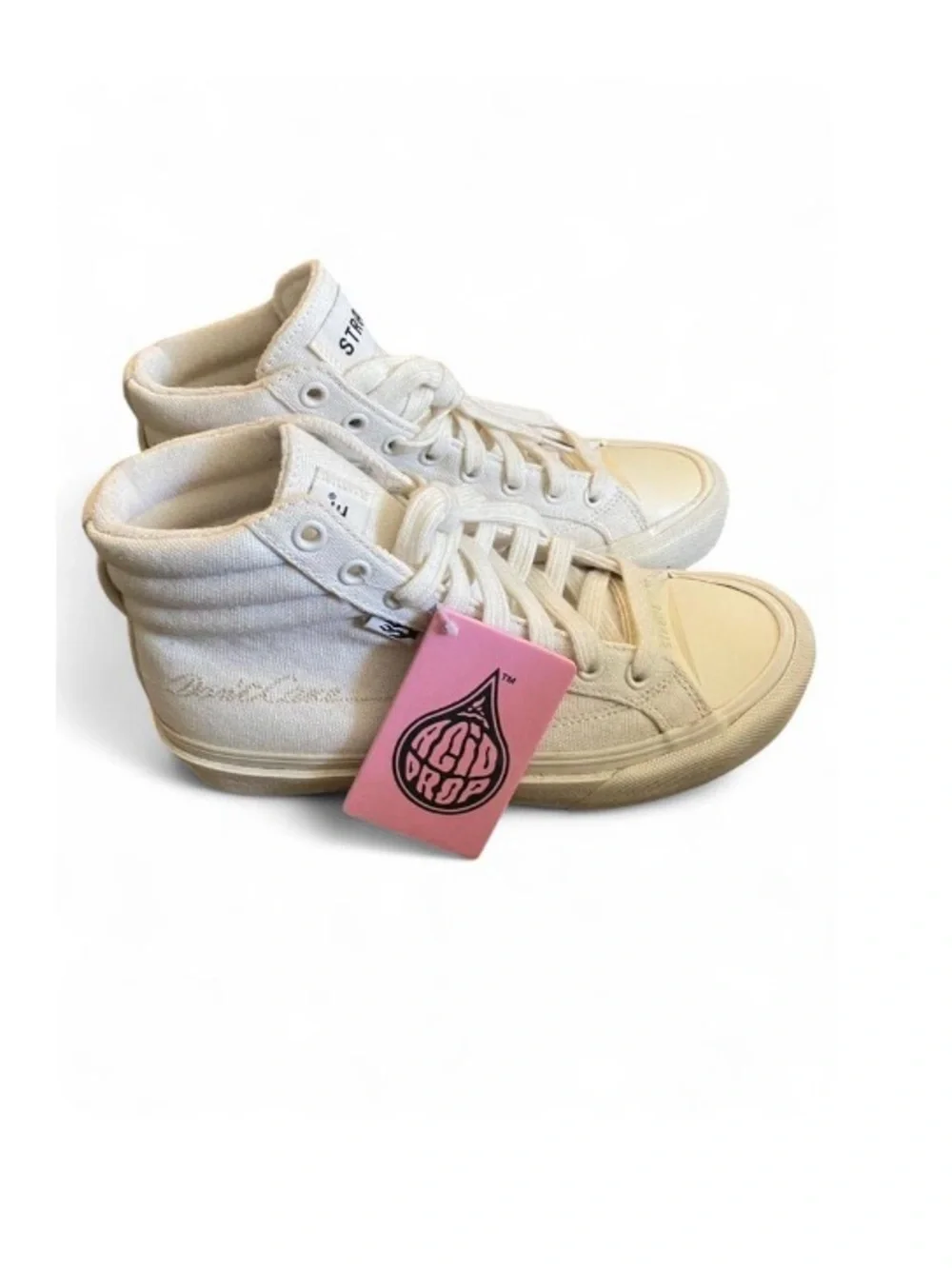 RAYE Cream High-Top Sneakers with Lace-Up Detail